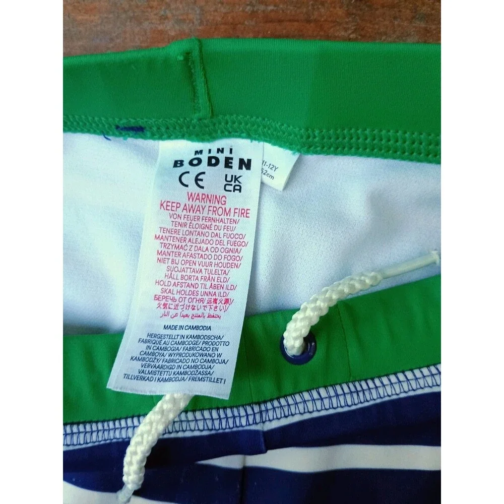 Mini Boden Boys Striped Swim Trunks Size 11-12 Years